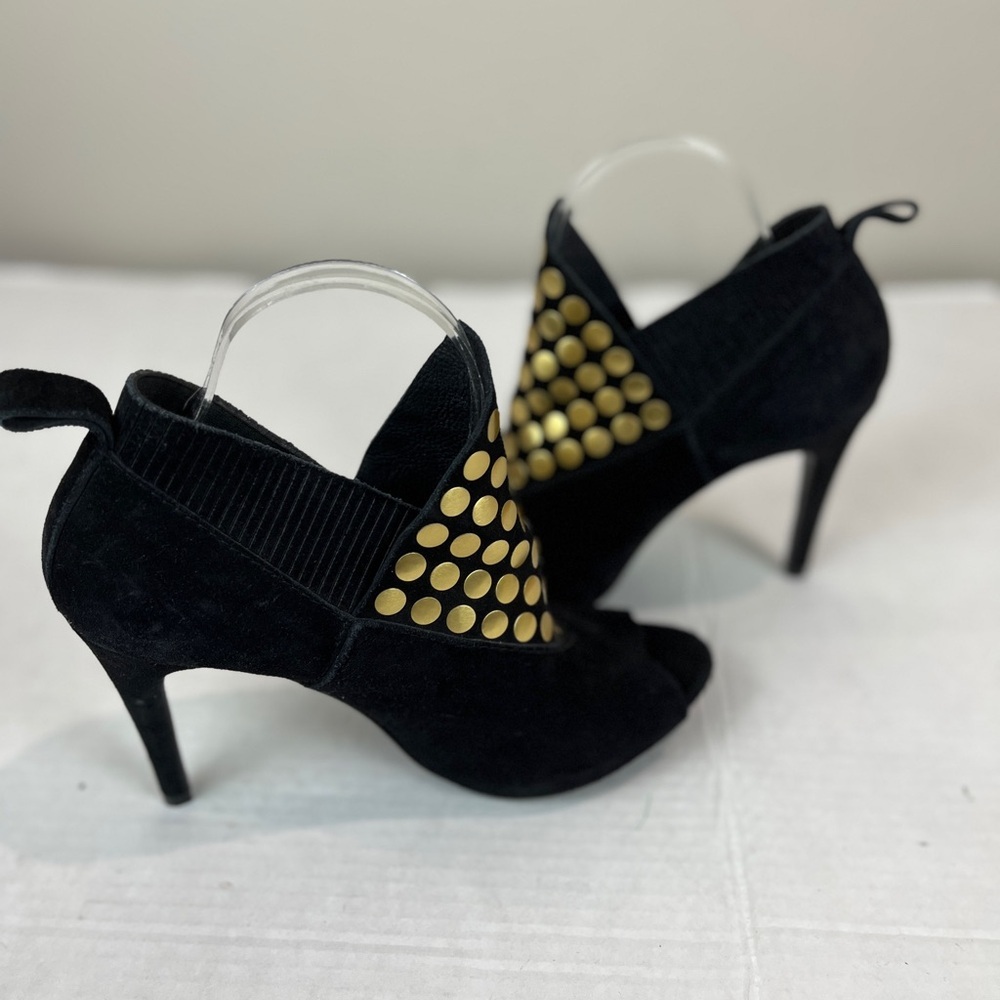 Women's Black Pedro Garcia, Made in Spain Peep Toe, studded booties Size 10 - Picture 6 of 9